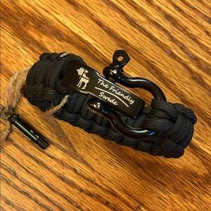 The Friendly Swede Black Paracord Survival Bracelet w/ Stainless Steel D Shackle